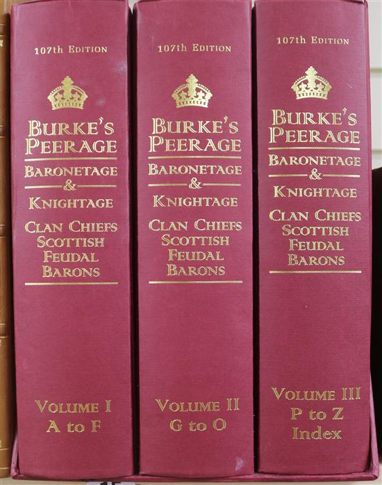 Burkes Peerage and Baronetage, 3 vols, 107th edition, quarto, red cloth, in slip case, 2003